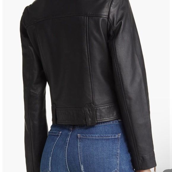 Sam Edelman Women's Leather Motorcycle Jacket with silver Zipper Size Small NWOT - Picture 3 of 9